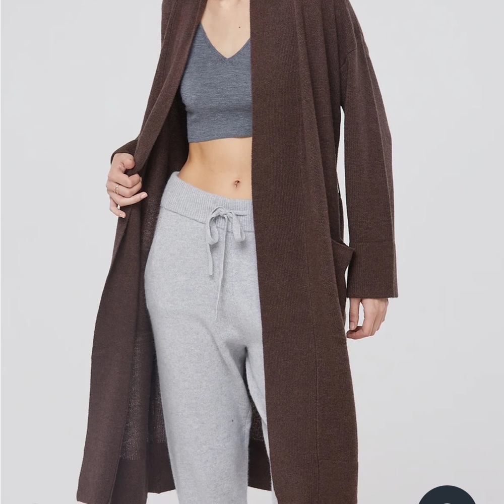 Tahari Long Robe Style Cardigan - Picture 6 of 10